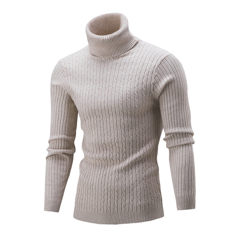 Wholesale Men Casual Turtleneck Long Sleeve Solid Color Knit