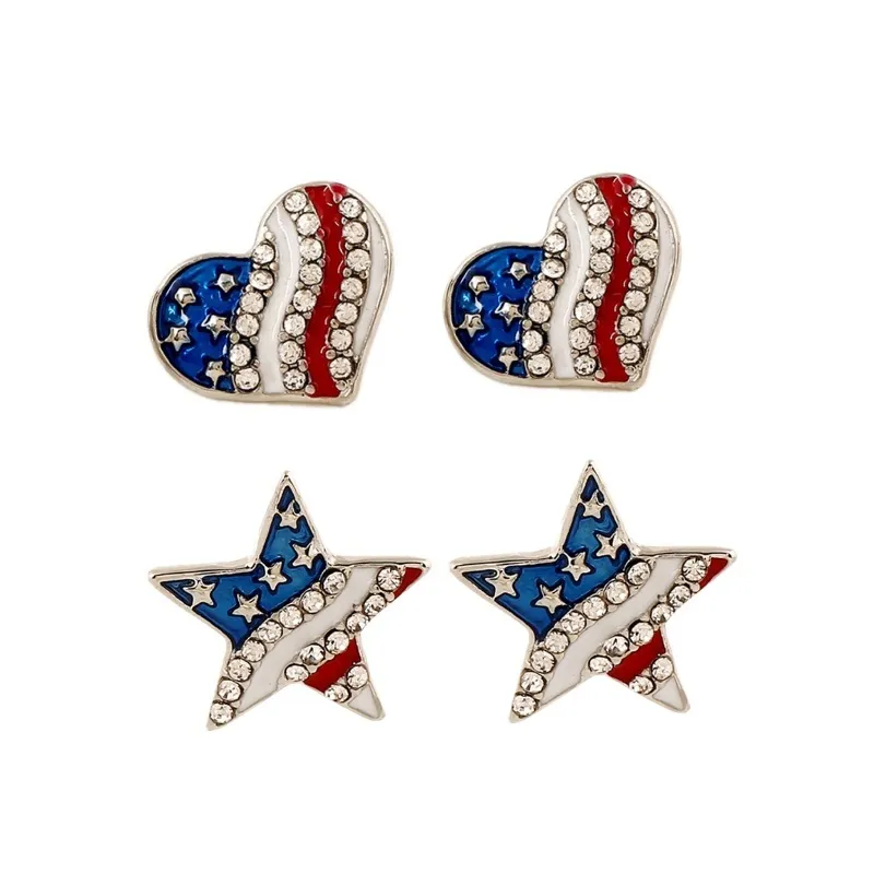 Women's Oil Drip Diamond Pentagram Love Stud Earrings