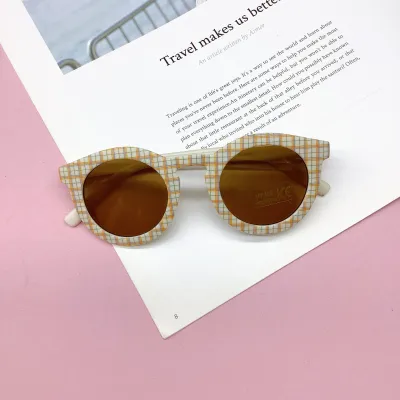 Children Kids Toddlers Retro Checkerboard Oval Sunglasses