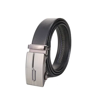 Men's Leisure Automatic Square Buckle Casual Belt Imitation Leather Letter Pattern