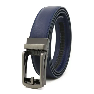 Men's Casual Click Fake Needle Automatic Buckle Two-Layer Cowhide Belt