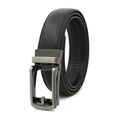 Men's Casual Click Fake Needle Automatic Buckle Two-Layer Cowhide Belt