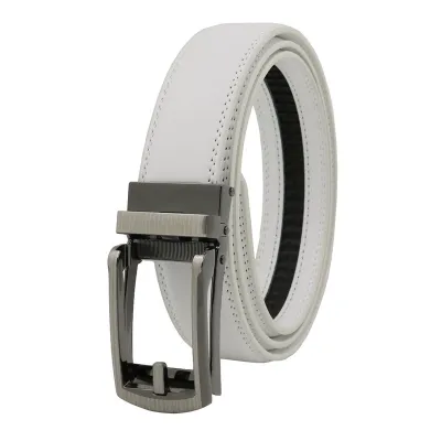 Men's Casual Click Fake Needle Automatic Buckle Two-Layer Cowhide Belt