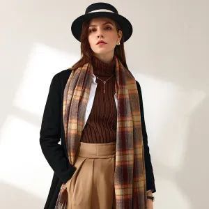 Men Women Winter Imitation Cashmere Warm Tassel Plaid Scarf