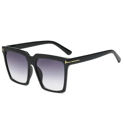 Women Personality Fashion Oversized Square Frame Sunglasses with AC Lens