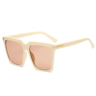 Women Personality Fashion Oversized Square Frame Sunglasses with AC Lens