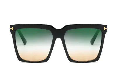 Women Personality Fashion Oversized Square Frame Sunglasses with AC Lens