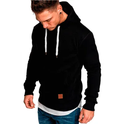 Men's Casual Solid Color Outdoor Sports Hooded Long-Sleeve Pullover Hoodie