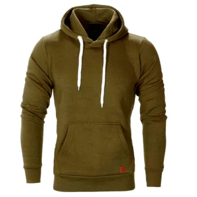 Men's Casual Solid Color Outdoor Sports Hooded Long-Sleeve Pullover Hoodie