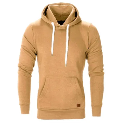 Men's Casual Solid Color Outdoor Sports Hooded Long-Sleeve Pullover Hoodie