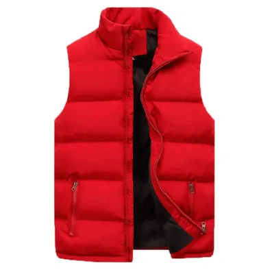 Men Casual Sleeveless Warm Cotton Vest Cardigan Sports Plaid