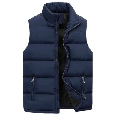 Men Casual Sleeveless Warm Cotton Vest Cardigan Sports Plaid
