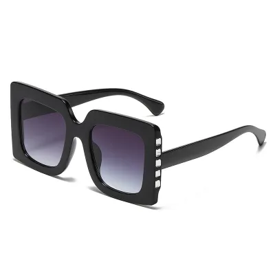Women Fashion Rhinestone Large Frame Square Sunglasses