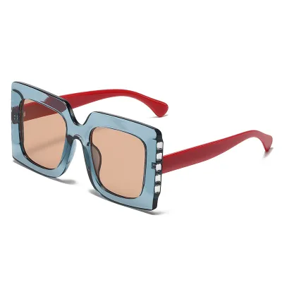 Women Fashion Rhinestone Large Frame Square Sunglasses
