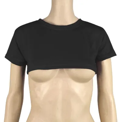Summer Edgy Women's Ultra-Short Crop Top - Short Sleeve, Solid Color, Slim Fit