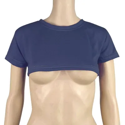 Summer Edgy Women's Ultra-Short Crop Top - Short Sleeve, Solid Color, Slim Fit