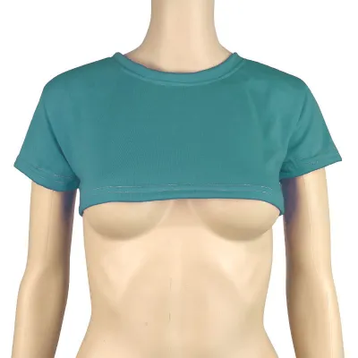 Summer Edgy Women's Ultra-Short Crop Top - Short Sleeve, Solid Color, Slim Fit