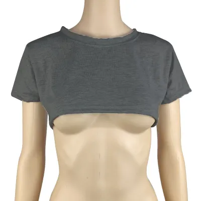 Summer Edgy Women's Ultra-Short Crop Top - Short Sleeve, Solid Color, Slim Fit