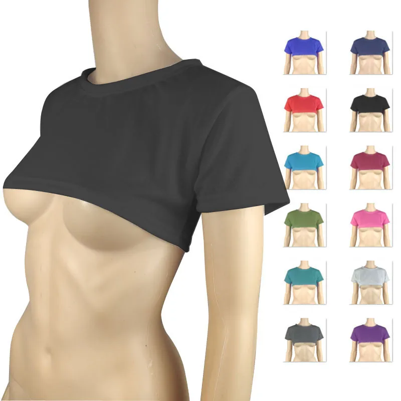 Summer Edgy Women's Ultra-Short Crop Top - Short Sleeve, Solid Color, Slim Fit