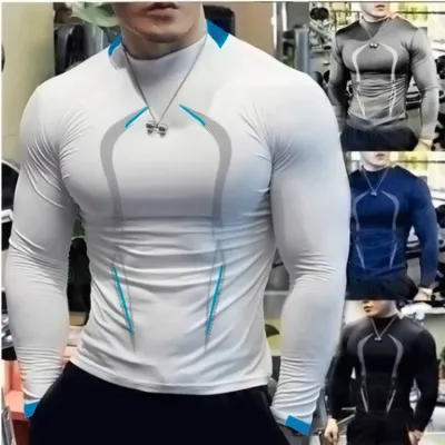 Men Fashion Fitness Sports Training Quick-Drying Long-Sleeved T-Shirt
