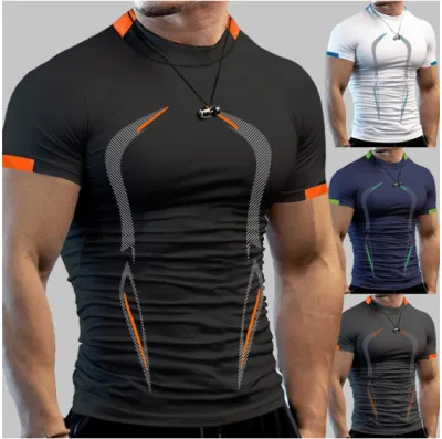 Men Sports Fitness Training Breathable Large Size Short-Sleeved T-Shirt