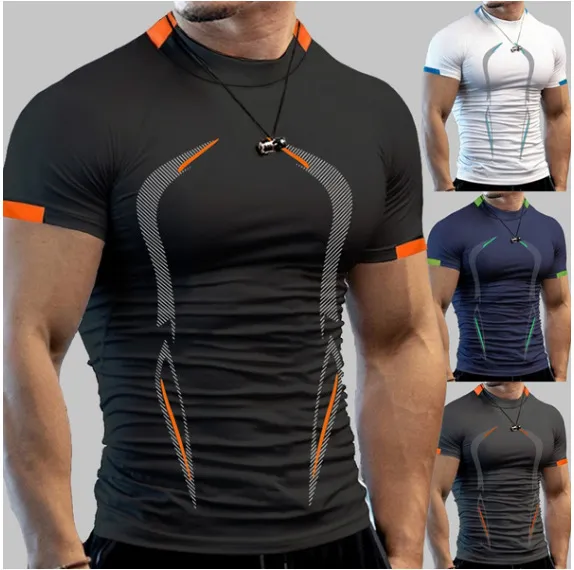Men Sports Fitness Training Breathable Large Size Short-Sleeved T-Shirt