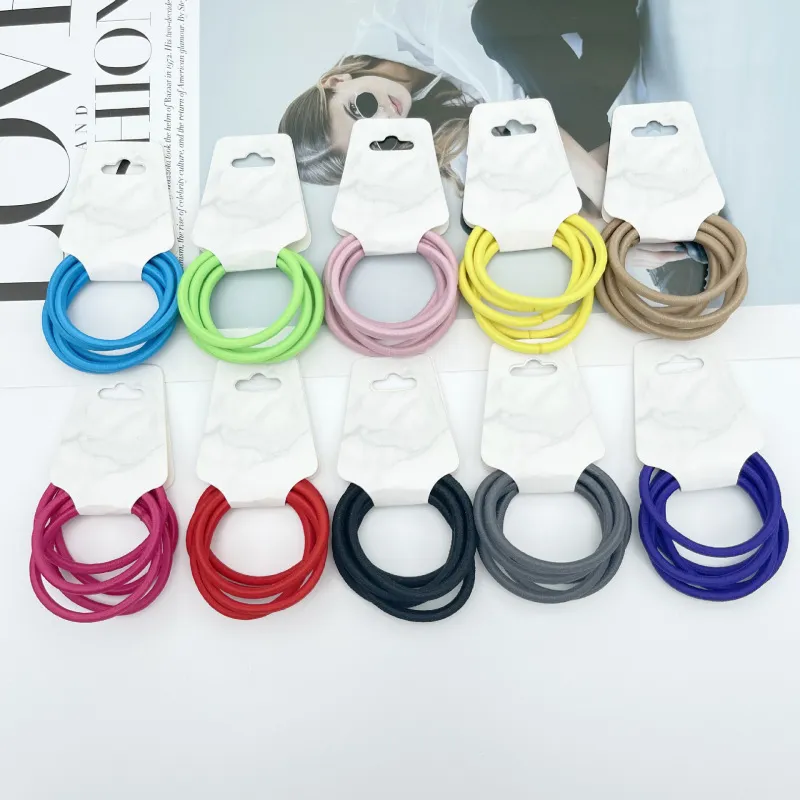 Women's Simple Thick Multicolor High Elastic Seamless Rubber Band Head Rope 5Pcs/Card