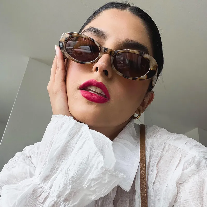 Women Fashion Simple Oval Small Frame Sunglasses