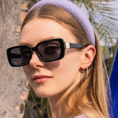Women Fashion Personality Square Frame Resin Sunshade Sunglasses