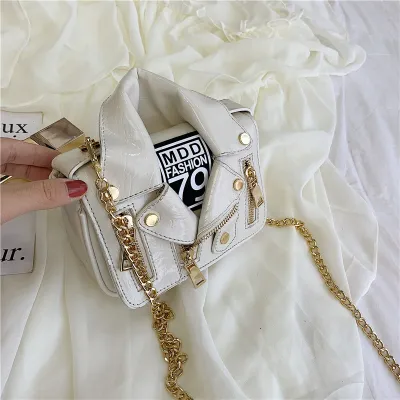 Women's Fashion Patent Leather Motorcycle Small Square Crossbody Bag