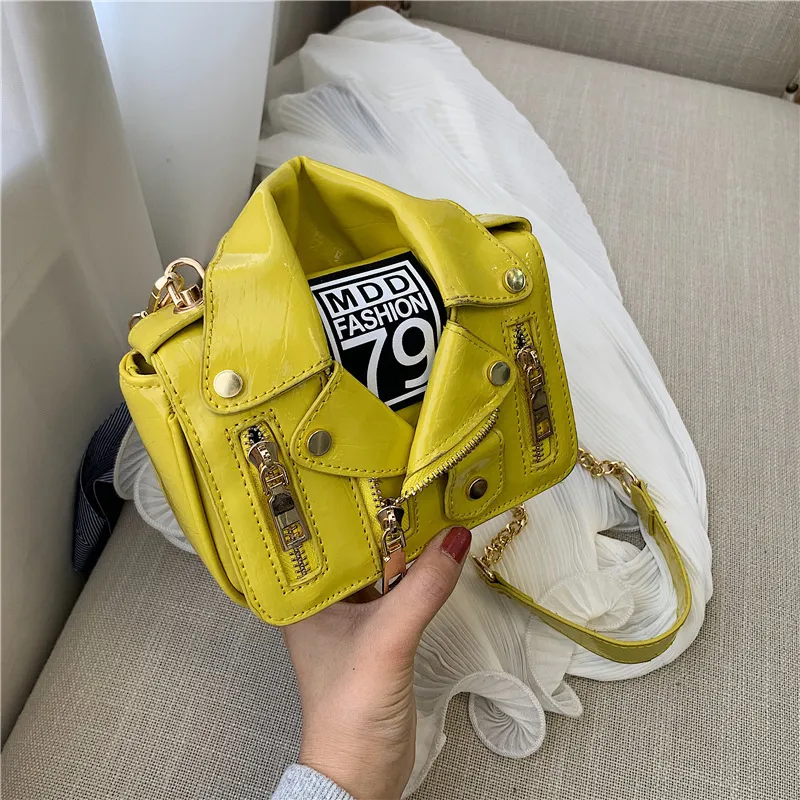 Women's Fashion Patent Leather Motorcycle Small Square Crossbody Bag