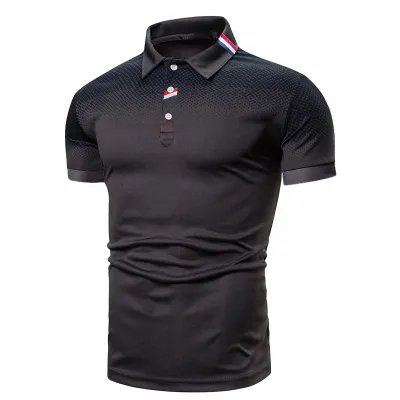Men's Fashion Gradient Short Sleeve Polo Shirt Loose Fit