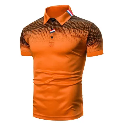 Men's Fashion Gradient Short Sleeve Polo Shirt Loose Fit