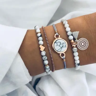 Fashion Simple Five-Pointed Star Moon Combination Six-Piece Bracelet Alloy