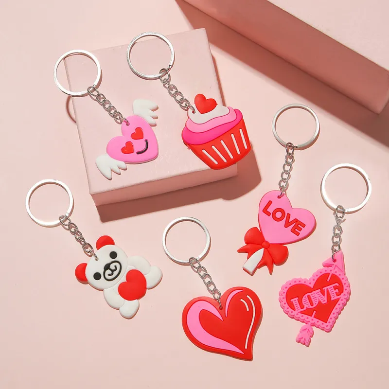 Creative Heart Valentine's Day Keychain PVC Ball Key Chain