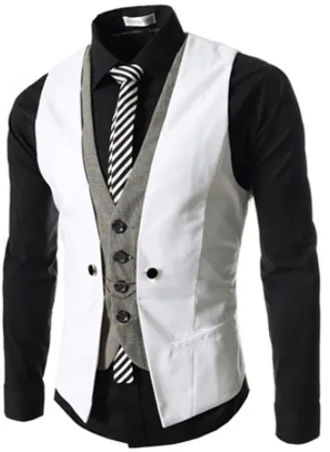 Men Fashion Solid Color Slim Fit Cardigan Vest