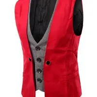 Men Fashion Solid Color Slim Fit Cardigan Vest