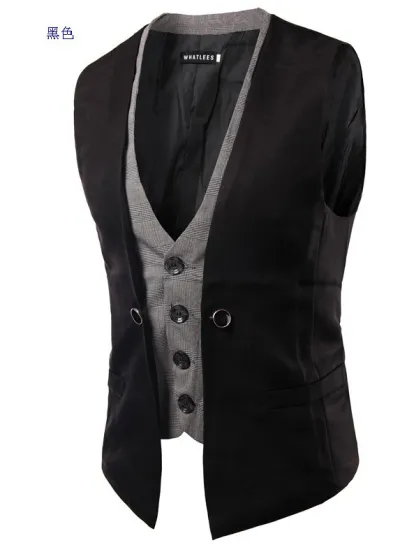 Men Fashion Solid Color Slim Fit Cardigan Vest