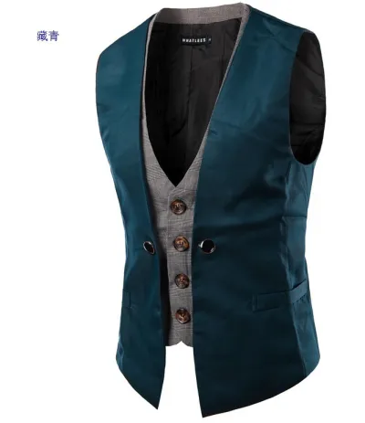 Men Fashion Solid Color Slim Fit Cardigan Vest