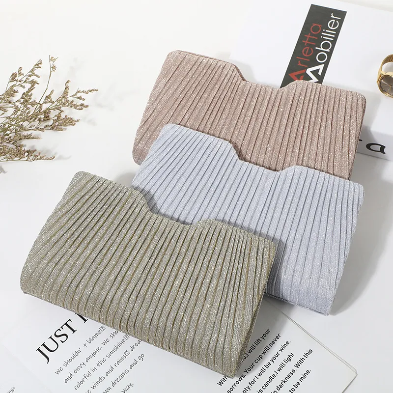 Women's Fashion Creative Vertical Stripe Sequined Evening Chain Bag