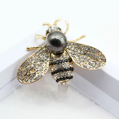 Women Cute Small Bee Corsage Pearl Brooch
