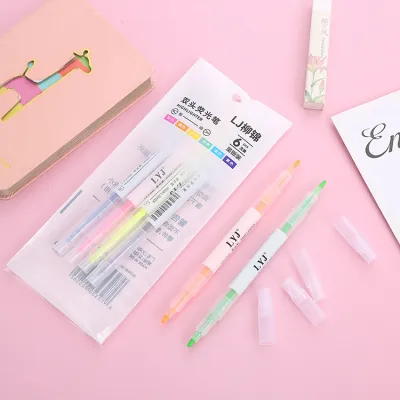 6-Color Creative Multicolor Graffiti Hand Account Pen Learning Key Line Marking Highlighter Set