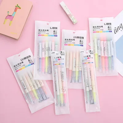 6-Color Creative Multicolor Graffiti Hand Account Pen Learning Key Line Marking Highlighter Set