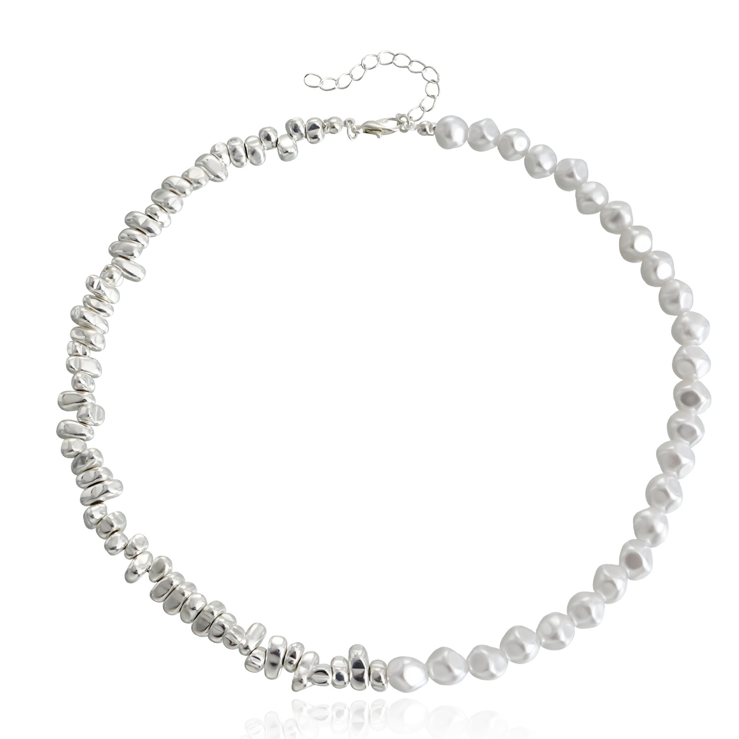 Wholesale Women Personality Silver Irregular Pearl Necklace Wholesale Women Personality Silver Irregular Pearl Necklace