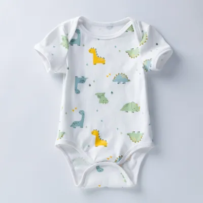Toddlers Newborn Baby Girls Cartoon Short Sleeve Cotton Bodysuit Pullover Unisex Infant Onesie