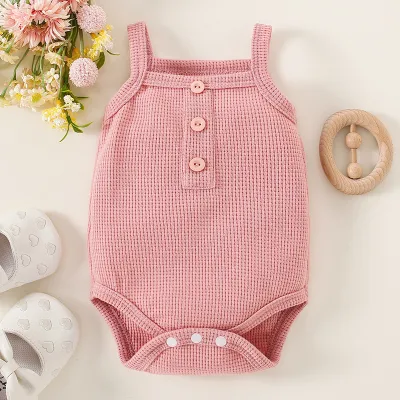 Toddlers Newborn Baby Girls Cute Sling Sleeveless Bodysuit Pullover