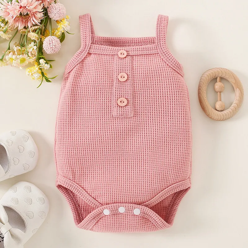 Toddlers Newborn Baby Girls Cute Sling Sleeveless Bodysuit Pullover