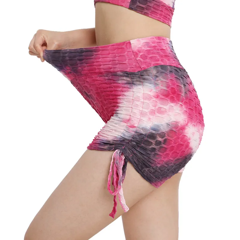 Women's High Waist Hip Lift Tie Dye Yoga Biker Shorts