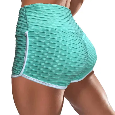 Women's High Waist Butt Lift Peach Hip Skinny Bubble Sports Fitness Yoga Biker Shorts