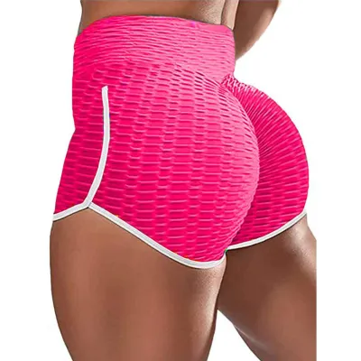 Women's High Waist Butt Lift Peach Hip Skinny Bubble Sports Fitness Yoga Biker Shorts